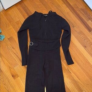 Fashion Nova Black Zip up and Foldover pants